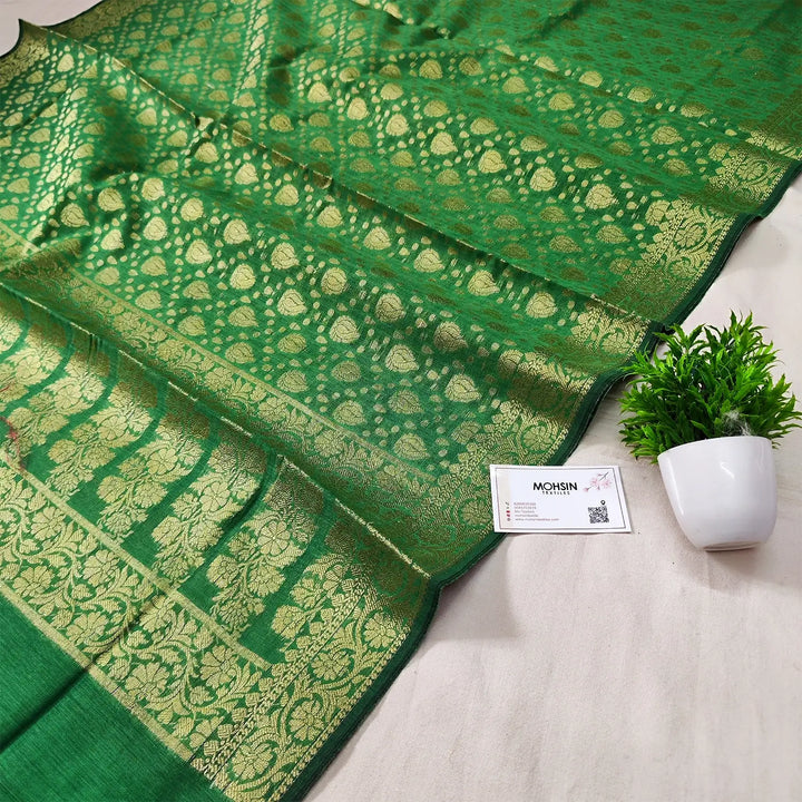 Green Diya Pattern Banarasi Silk Dupatta