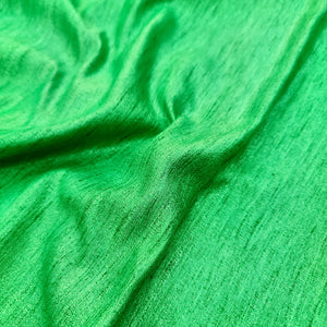 Green Plain Dupion Silk Banarasi Fabric