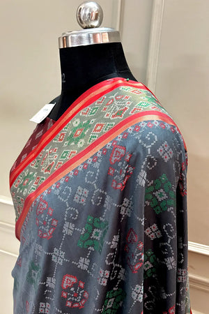 Grey and Maroon Resham Zari Banarasi Silk Saree