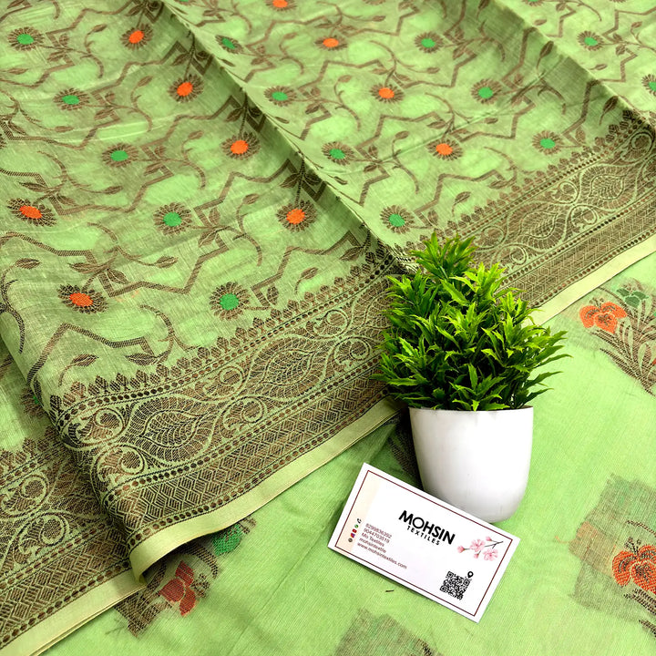 Light Green Meenakari Banarasi Silk Suit