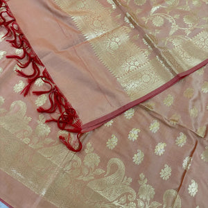 Light Peach Godzilla Satin Silk Banarasi Suit