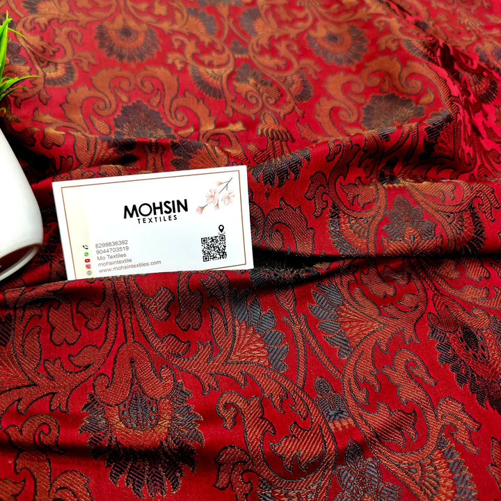 Maroon Brocade Kimkhab Silk Banarasi Fabric