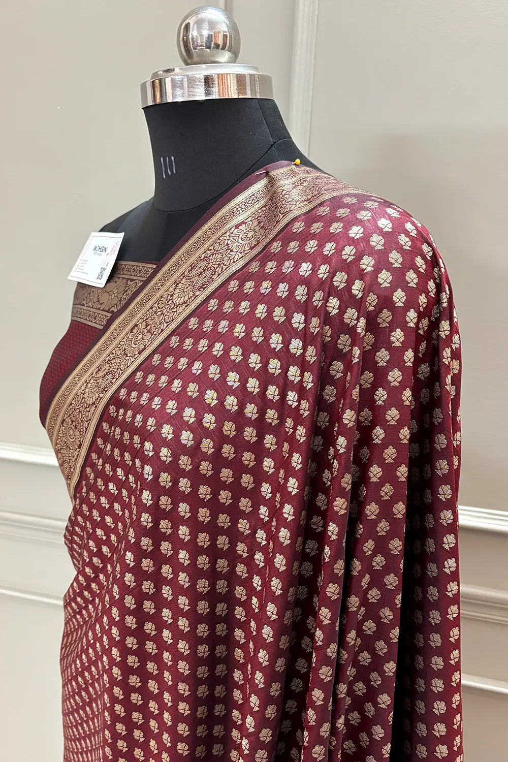 Maroon Golden Zari Satin Silk Banarasi Saree