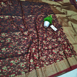 Maroon Jamewar Katan Silk Banarasi Saree