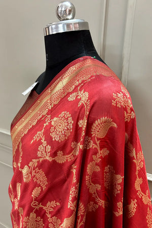 Maroon Resham Zari Banarasi Silk Saree