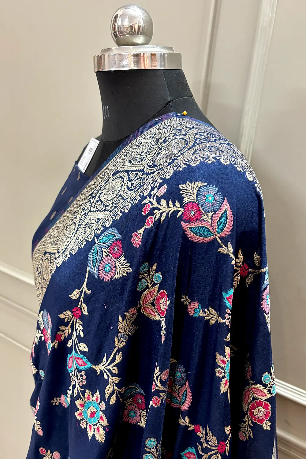 Navy Blue Golden Zari Silky Banarasi Saree