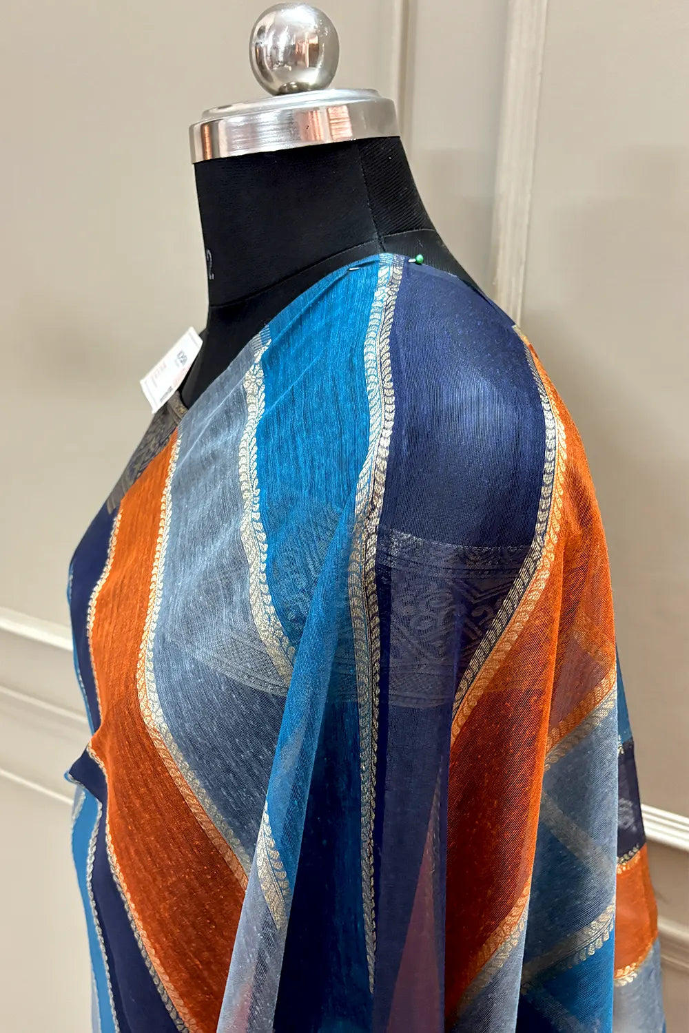 Navy Blue Resham Zari Chanderi Silk Banarasi Saree