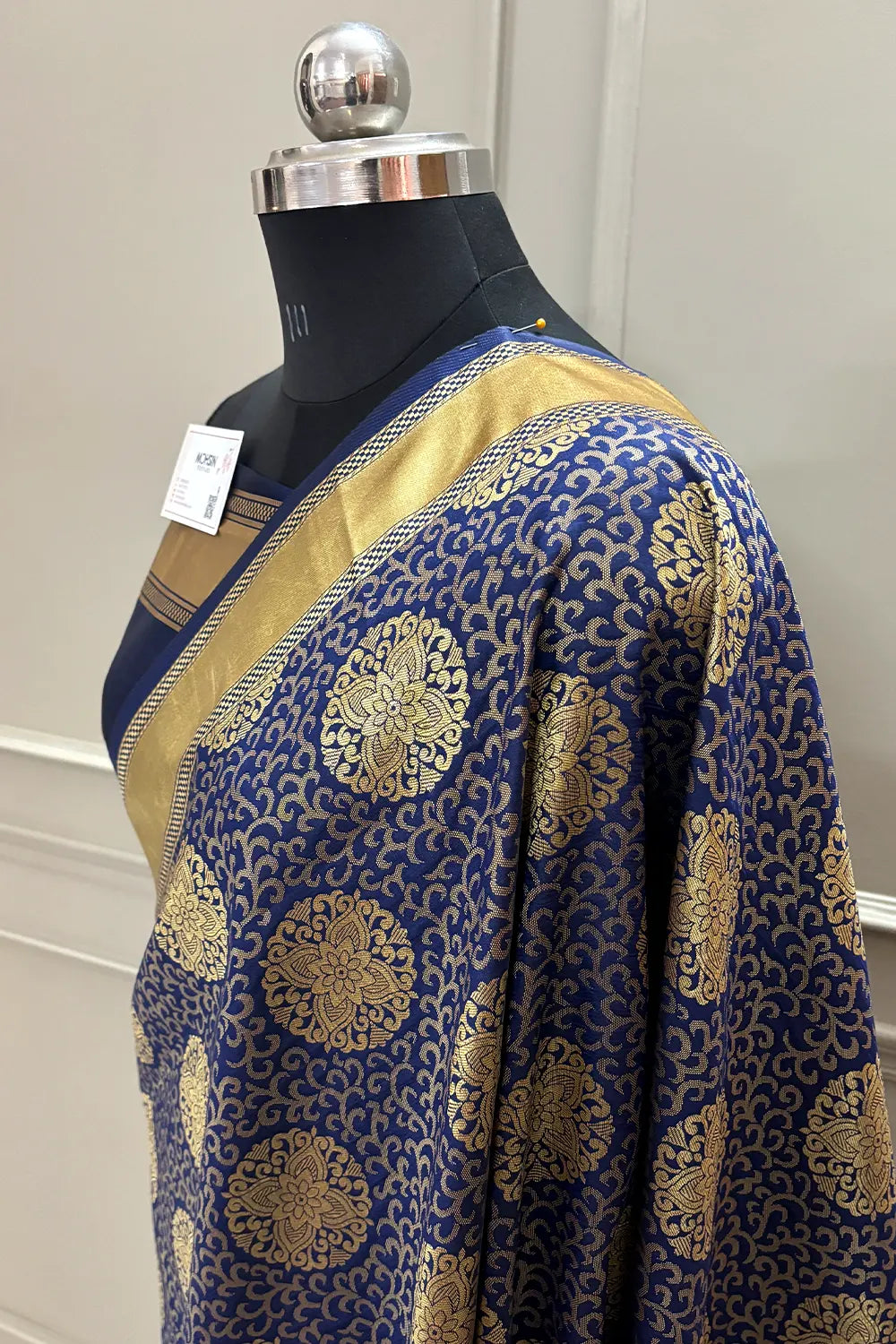 Navy Blue Resham Zari Silky Banarasi Saree