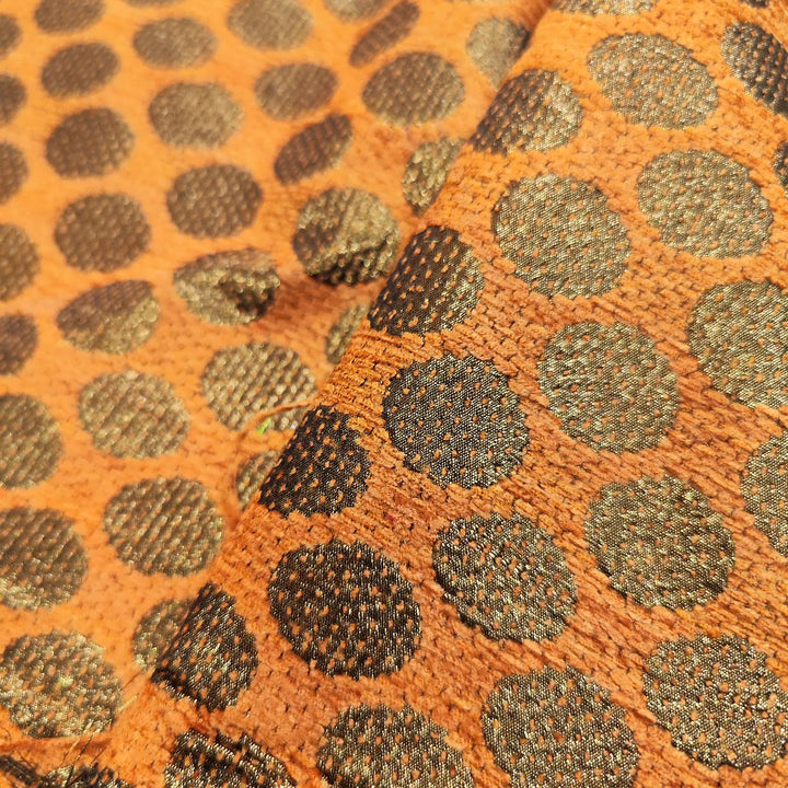 Orange Dollar Buti Shimmer Silk Banarasi Fabric