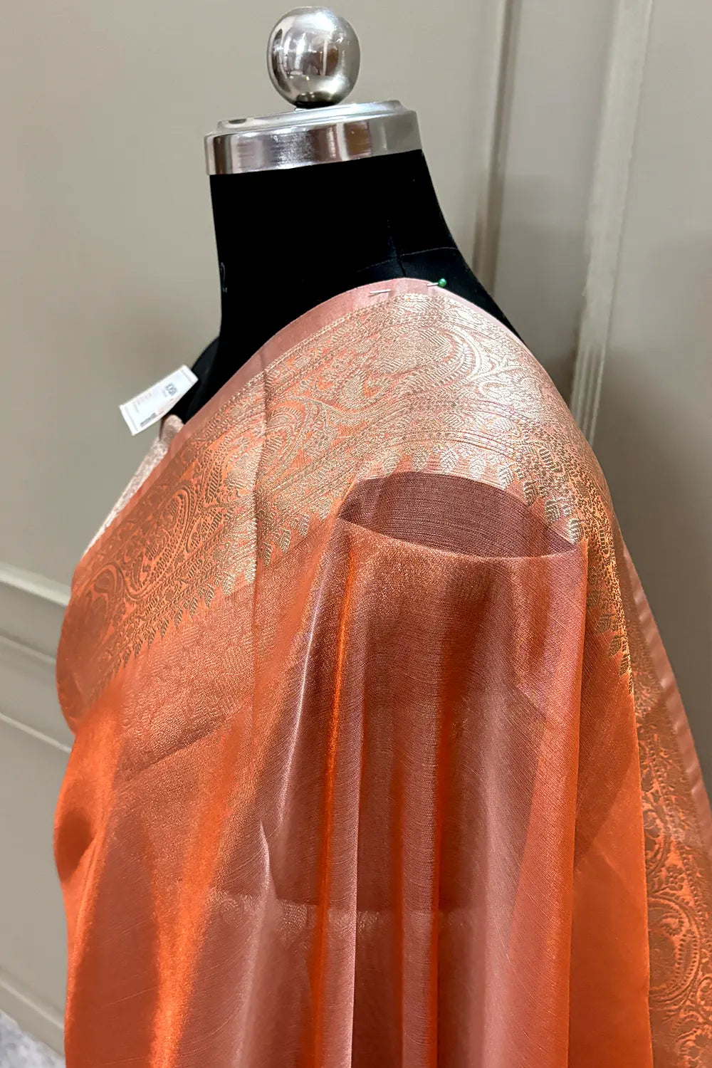 Orange Zari Tissue Silk Banarasi Saree