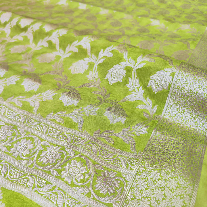 Parrot Green Katan Silk Banarasi Salwar Suit