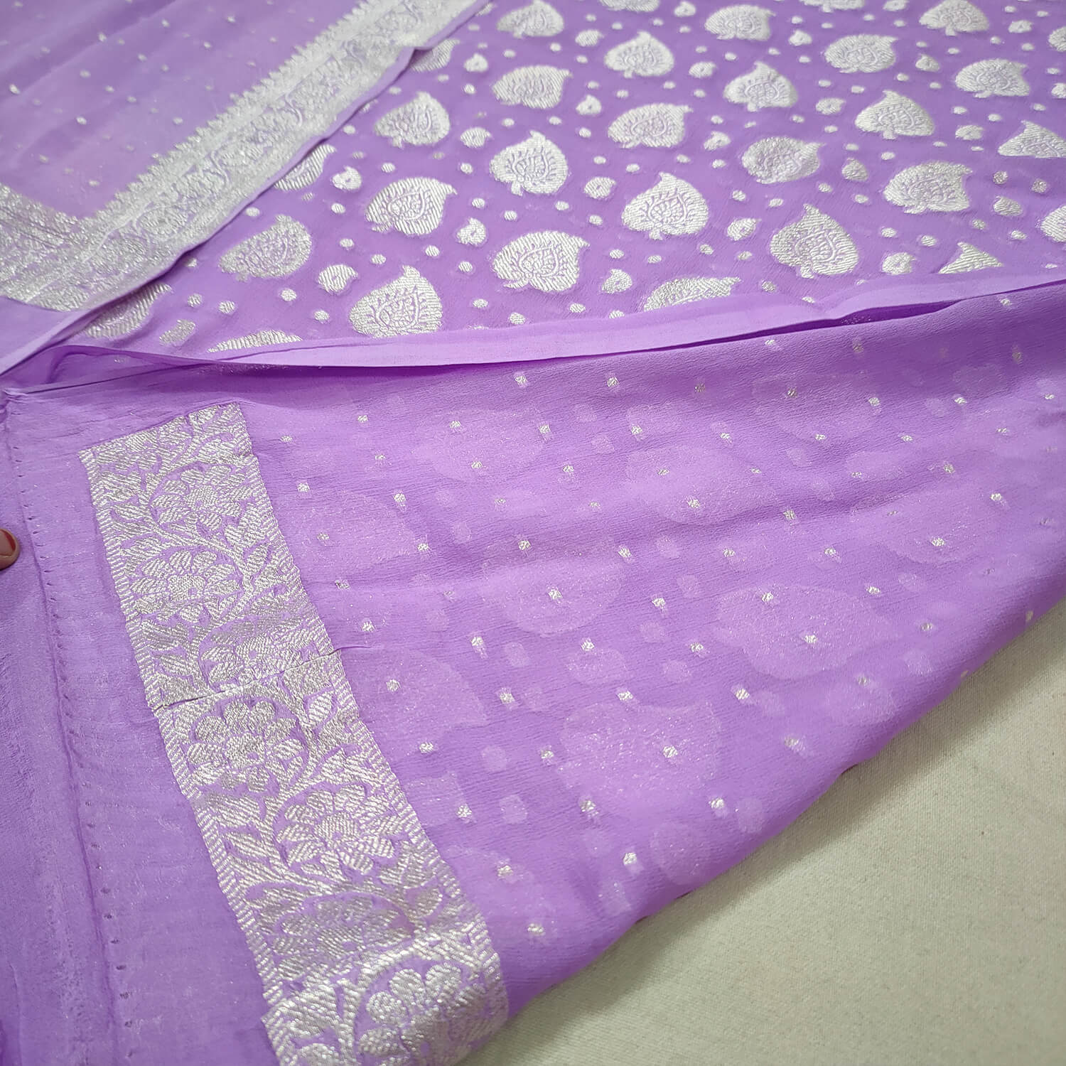 Patta Chunri Pure Khaddi Georgette Chiffon Banarasi Suit