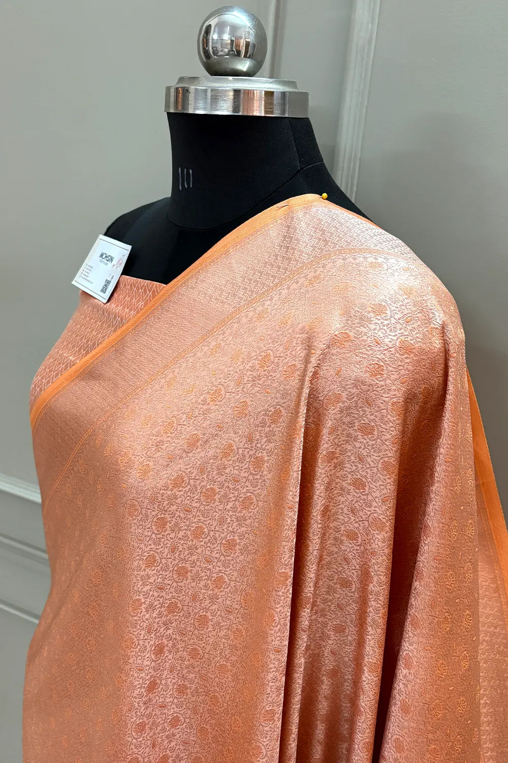 Peach Brocade Soft Silk Banarasi Saree