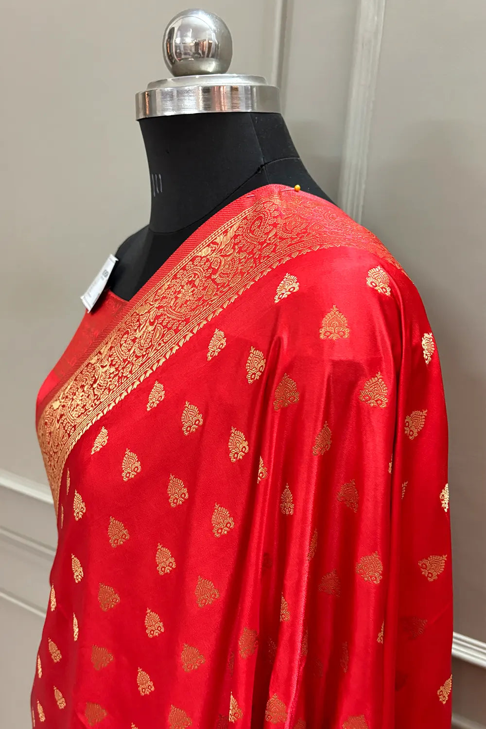 Peach Golden Zari Katan Silk Banarasi Saree