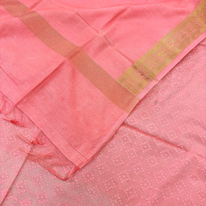 Peach Resham Cotton Silk Banarasi Suit