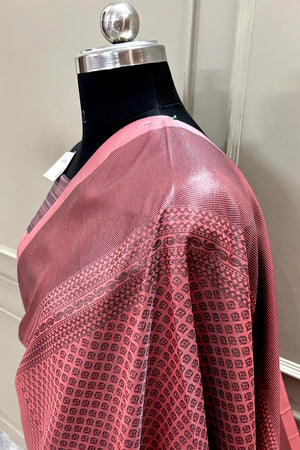 Peach Resham Zari Silk Banarasi Saree