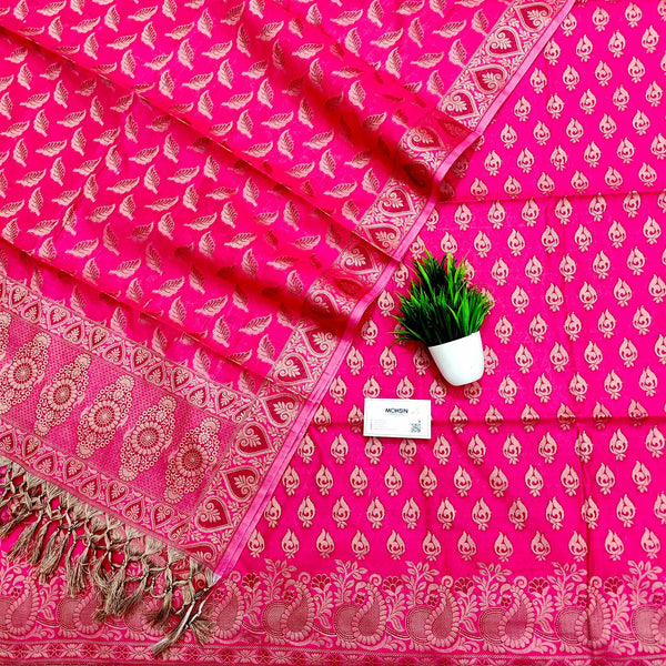 Pink Kacchi Carry Fire Cotton Banarasi Suit