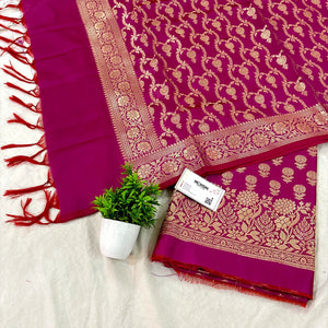 Pink Sunflower Katan Silk Banarasi Suit