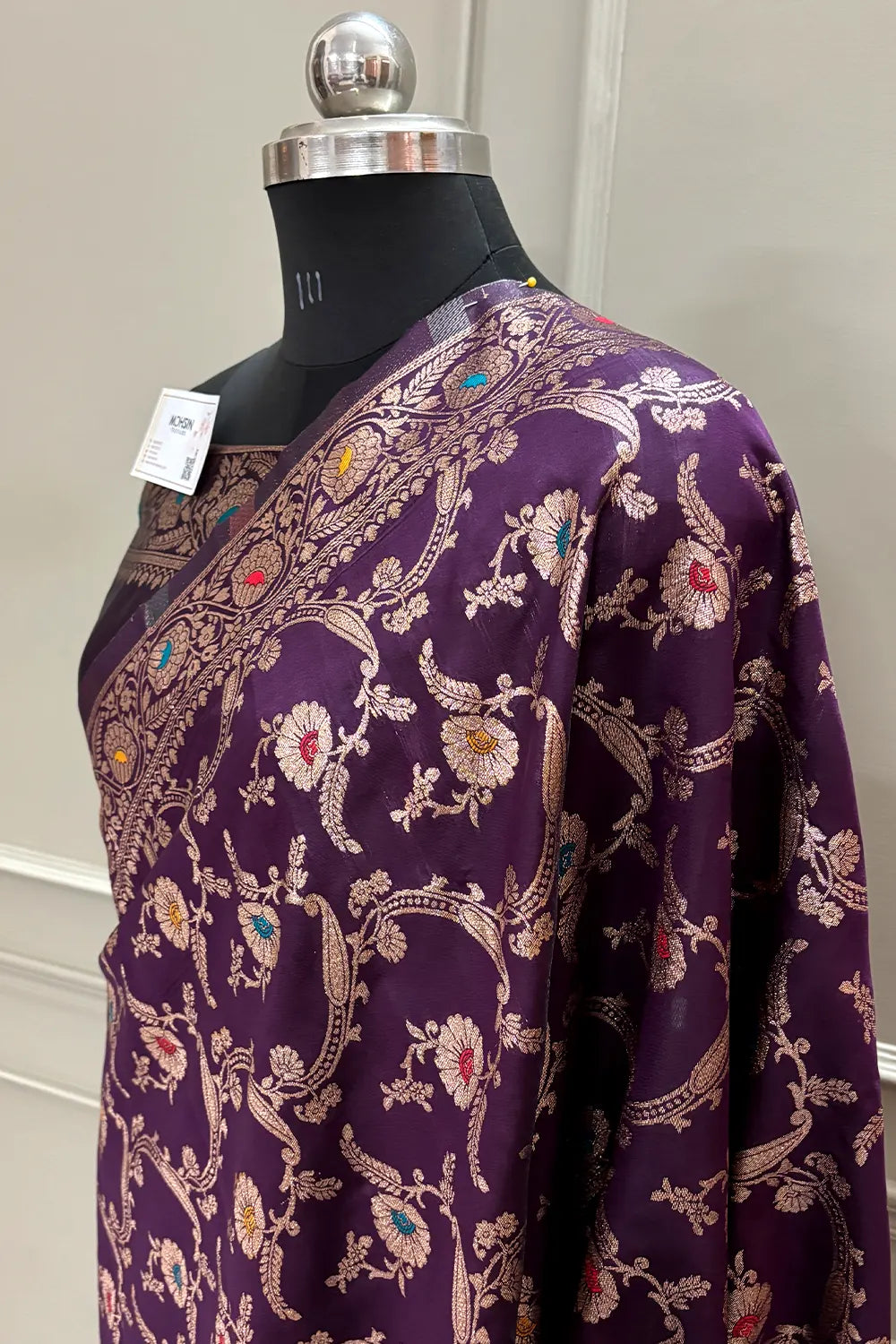 Purple Golden Zari Silky Banarasi Saree