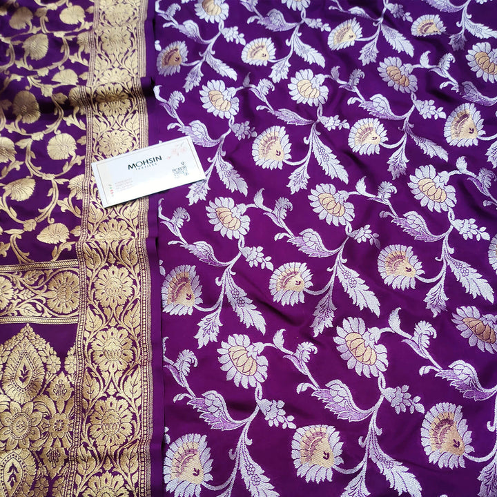 Purple Sona Rupa Jaal Katan Silk Banarasi Suit