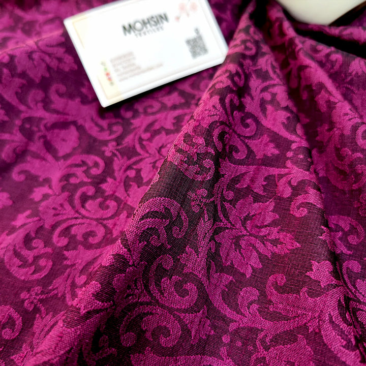 Purple Tanchoi Dupion Silk Banarasi Fabric