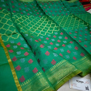 Sea Green Golden Zari Banarasi Silk Dupatta