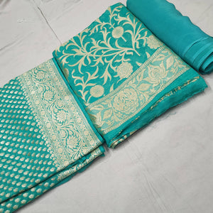 Sea Green Handloom Pure Georgette Banarasi Suit