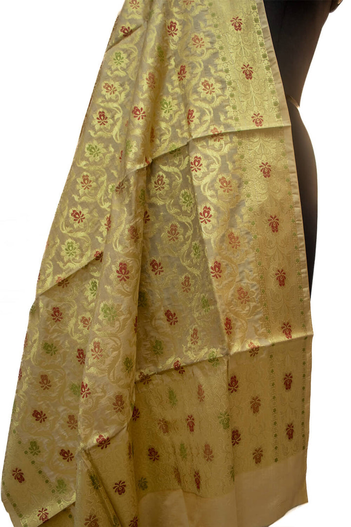 Tasar Meenakri Katan Silk Banarasi Dupatta