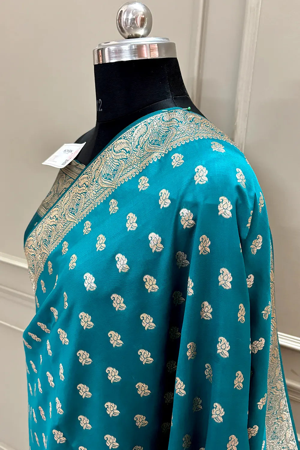 Teal Resham Zari Banarasi Silk Saree