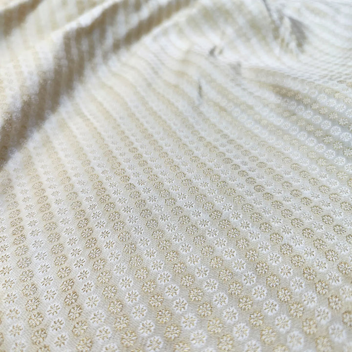 White Brocade Katan Silk Banarasi Fabric