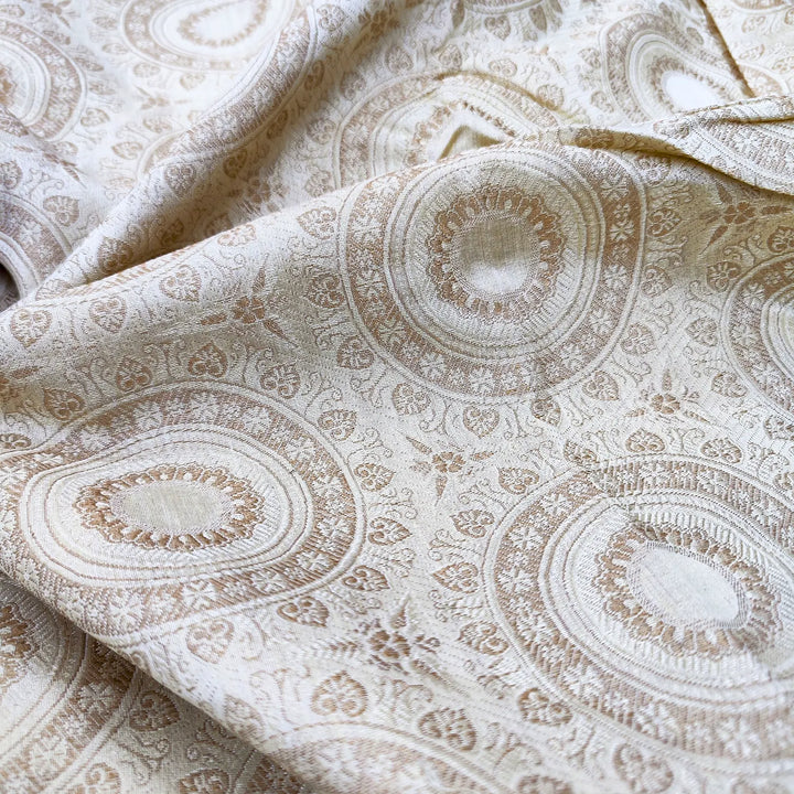 White Tanchoi Cotton Silk Banarasi Fabric