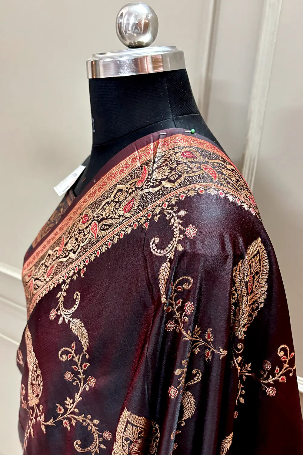 Wine Zari Katan Silk Banarasi Saree