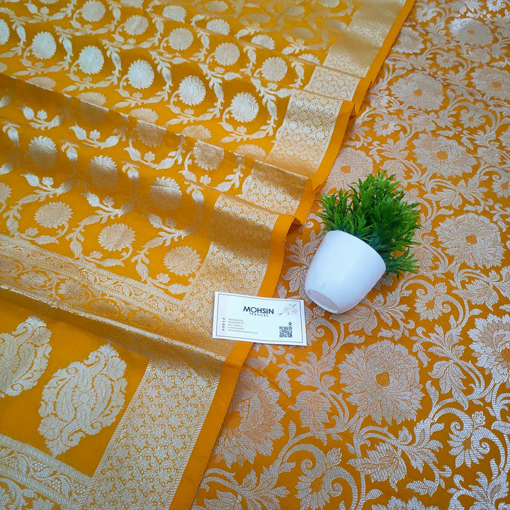 Yellow Champa Jaal Katan Silk Banarasi Suit