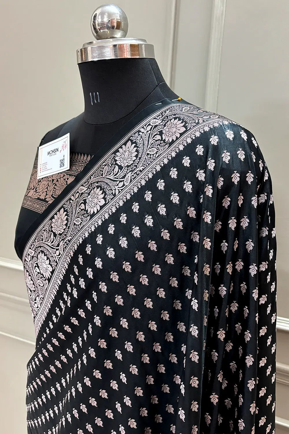 Black Chunni Buti Katan Silk Banarasi Saree