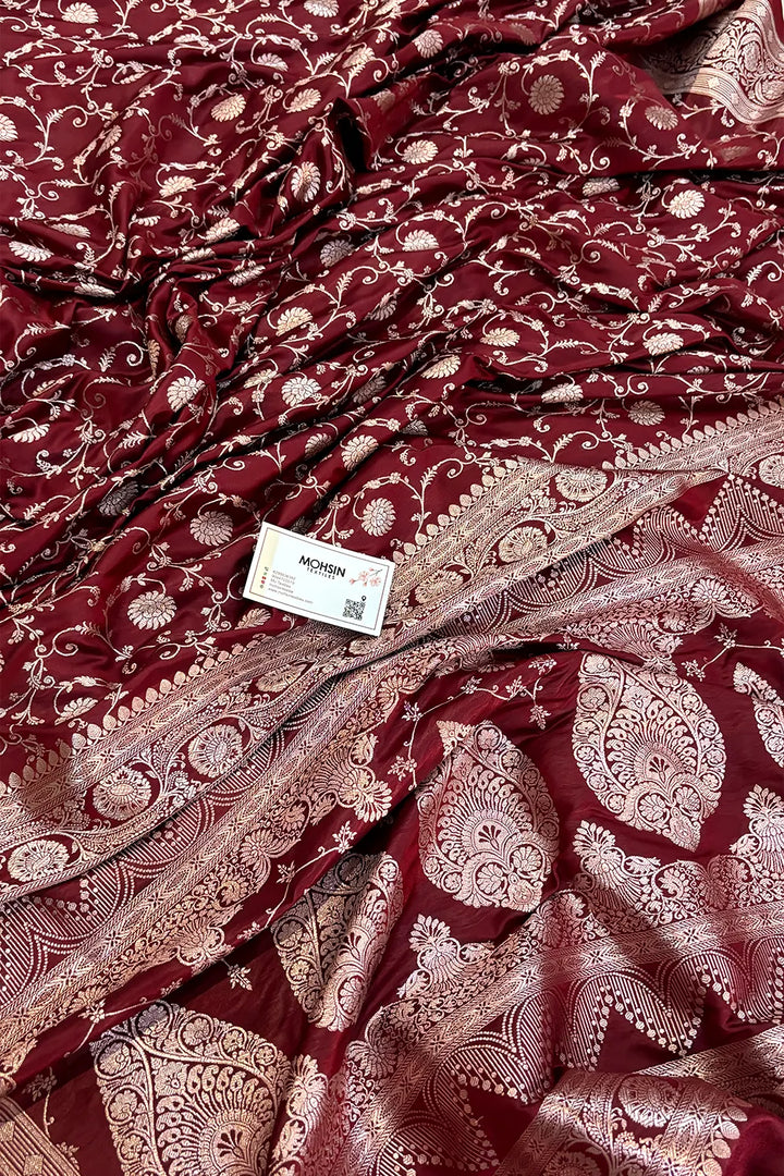 Maroon Murerwa Daal Katan Silk Banarasi Saree