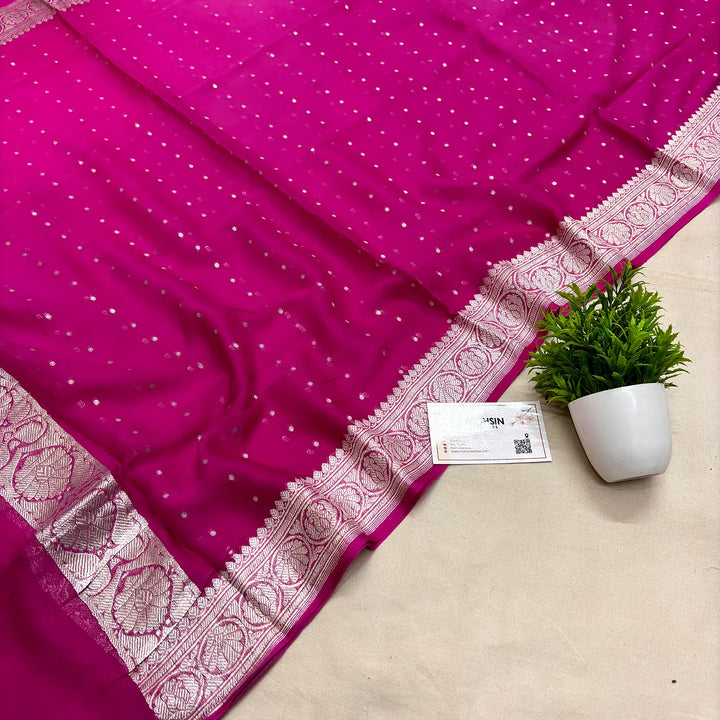 Pink Chunri Georgette Silk Banarasi Dupatta