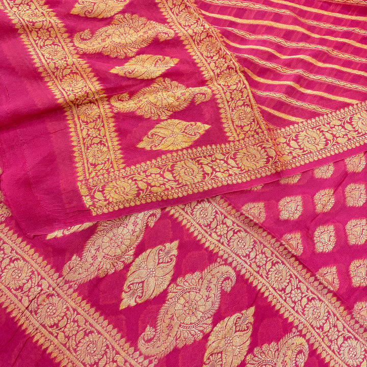 Pink Jaguar Buti Georgette Silk Banarasi Suit