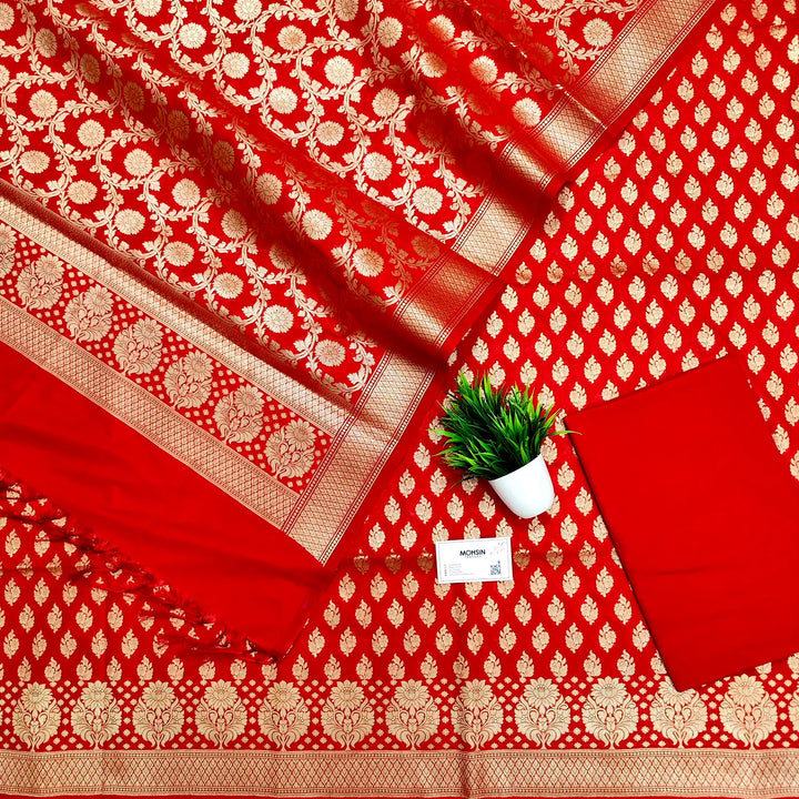 Red Guldaan Katan Silk Banarasi Suit