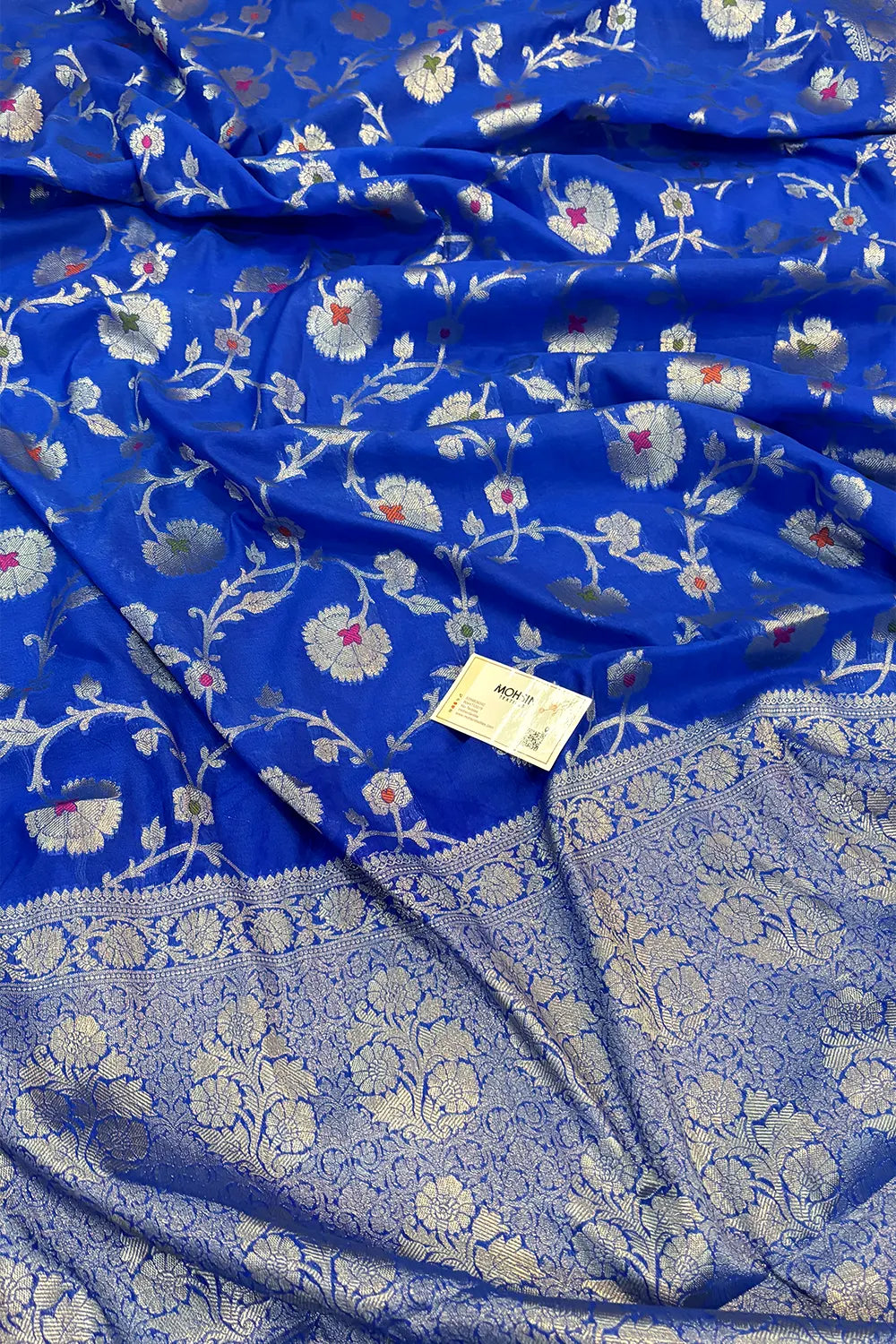 Royal Blue Golden Zari Georgette Silk Banarasi Saree