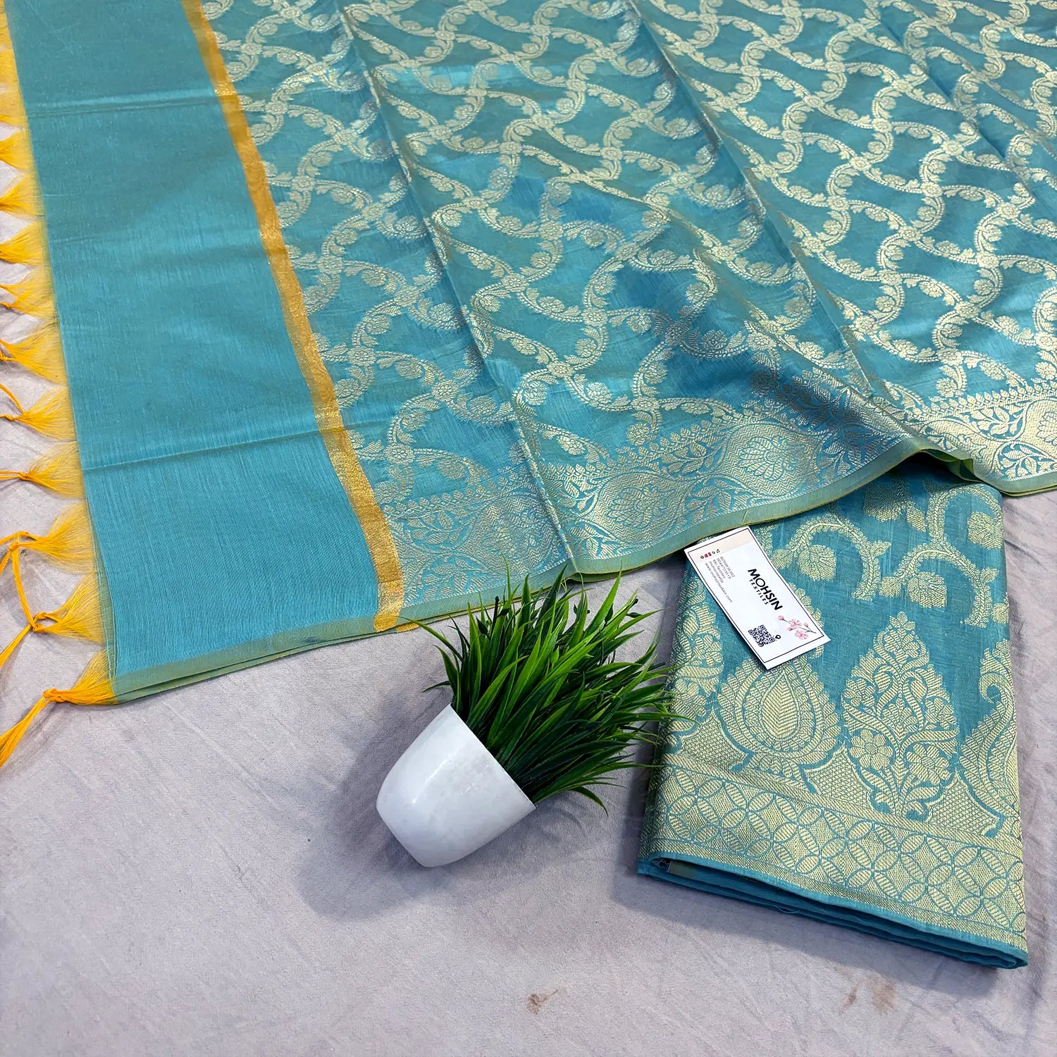 Firozi Kalgha Jaal Banarasi Silk Suit