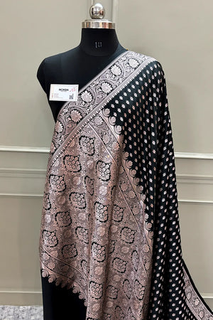 Black Chunni Buti Katan Silk Banarasi Saree