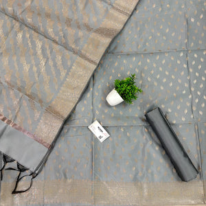 Grey Sunehri Pankh Satin Silk Banarasi Suit