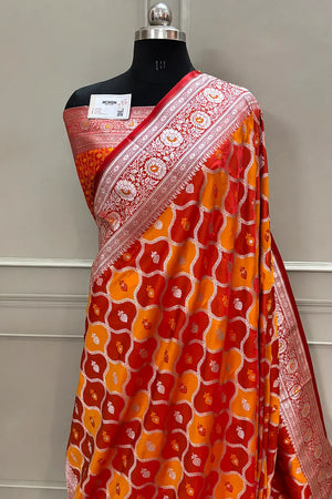 Maroon Ghulam Buti Katan Silk Banarasi Saree
