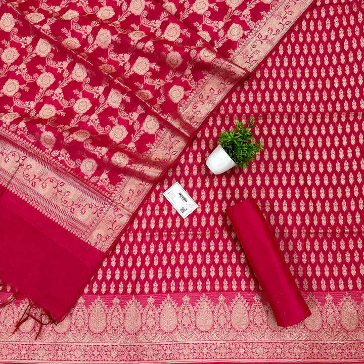 Pink Dracula Buti Banarasi Silk Suit