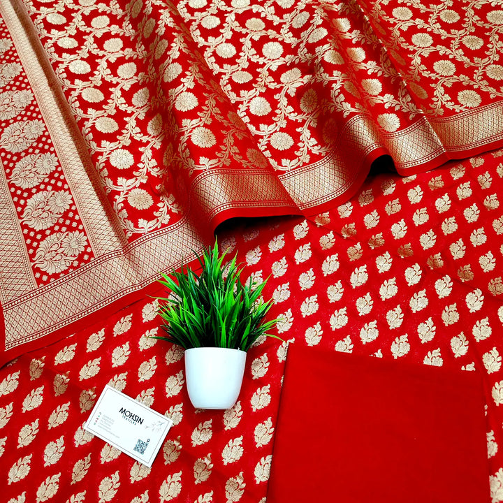 Red Guldaan Katan Silk Banarasi Suit