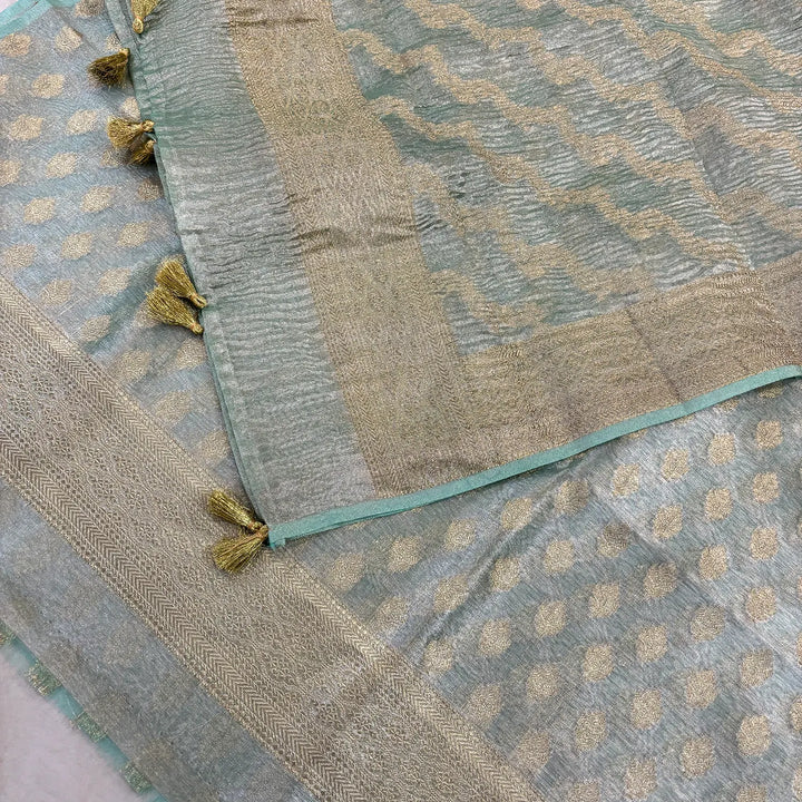 Sea Green Pairahan Tissue Silk Banarasi Suit