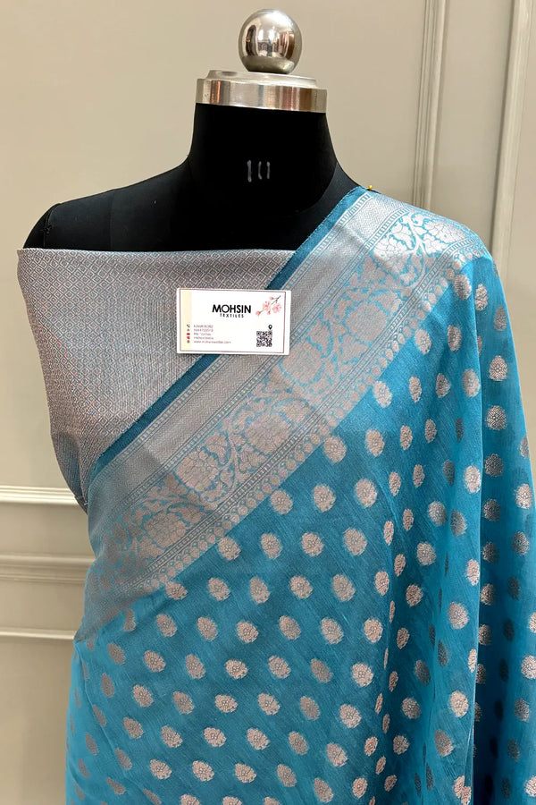 Firozi Ladli Buti Chanderi Silk Banarasi Saree