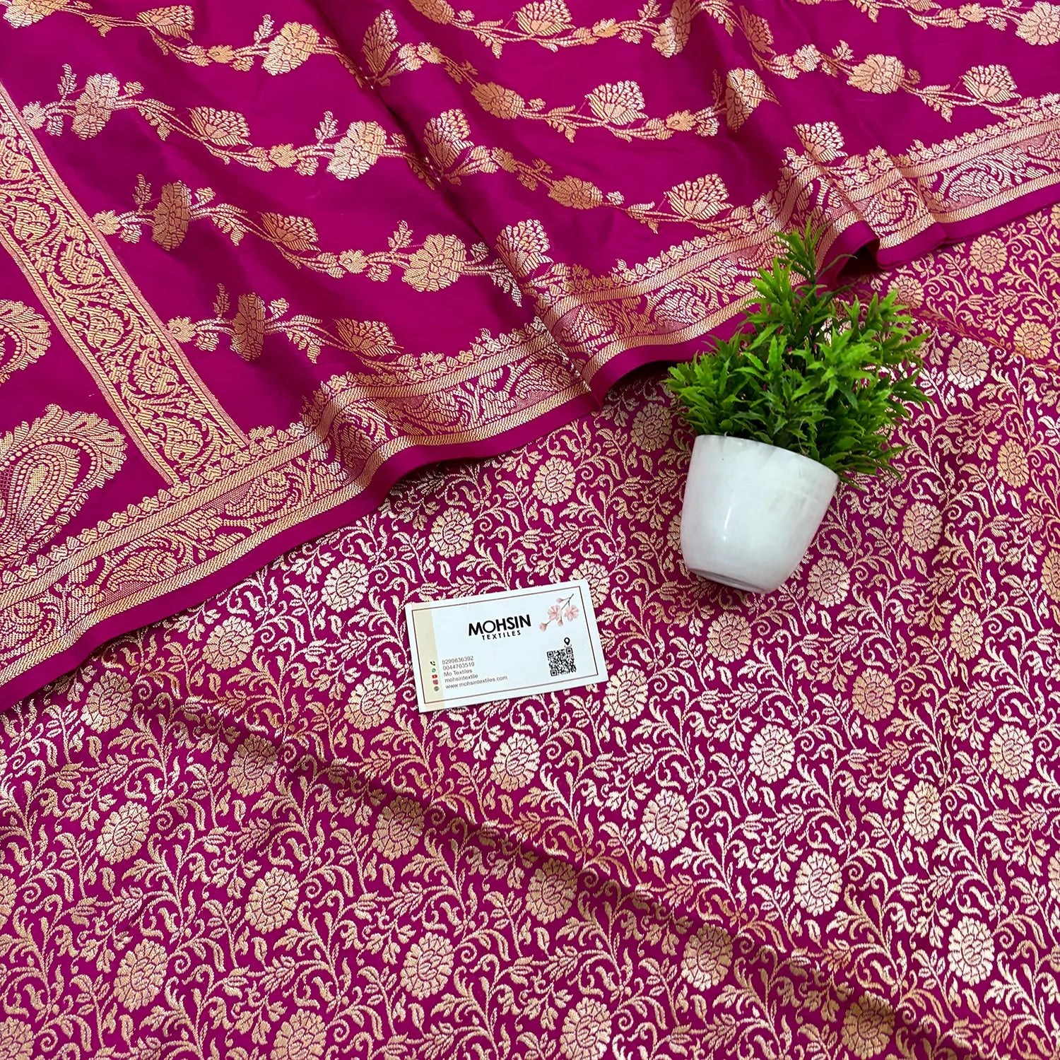 Pink Golden Zari Katan Silk Banarasi Suit