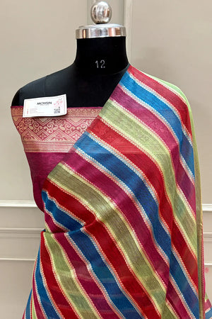 Pink Resham Zari Cotton Silk Banarasi Saree