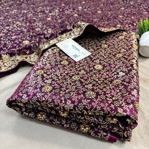 Purple Stone Work Kimkhab Silk Banarasi Gharara